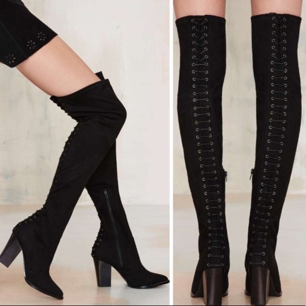 RUNNING WILD OVER THE KNEE BOOTS LACE UP SHOES